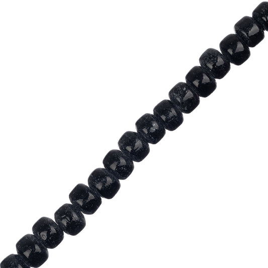 Glass Crow Beads 4x6mm Black 8" Strand