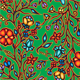 Ojibway Florals 2 Green 100% Cotton - Price Per Half Yard