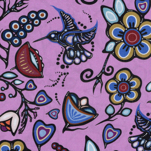 Ojibway Florals #06 Lavender 100% Cotton - Price Per Half Yard
