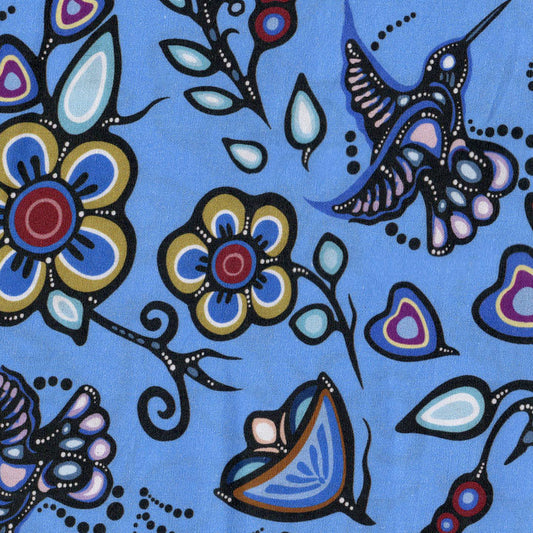Ojibway Florals #06 Sky 100% Cotton - Price Per Half Yard