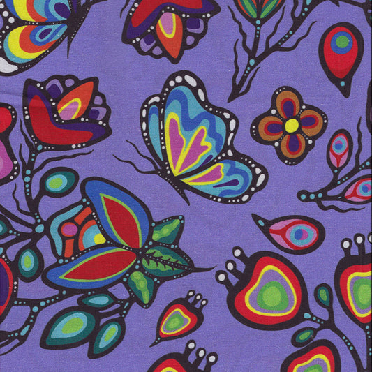 Memengwa Ojibway Florals #07 Grape 100% Cotton - Price Per Half Yard