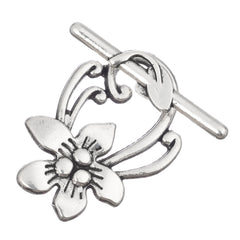 Toggle Clasp Antique Silver Flower Vine 5/pk