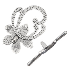 Toggle Clasp Antique Silver Flower Vine 5/pk