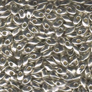 Long Magatama Beads #1051 Galvanized Silver 8.5g