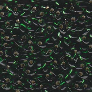 Long Magatama Beads #16 Silver Lined Green 8.5g