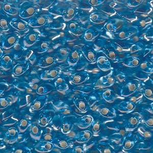 Long Magatama Beads #18 Silver Lined Aqua 8.5g