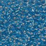 Long Magatama Beads #18 Silver Lined Aqua 8.5g