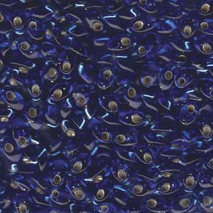 Long Magatama Beads #19 Silver Lined Sapphire 6g
