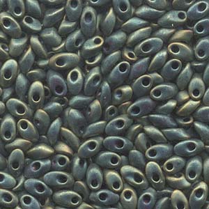Long Magatama Beads #2008 Metallic Patina Iris Matte 8.5g