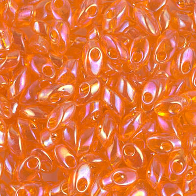 Long Magatama Beads #253 Orange Rainbow 6g