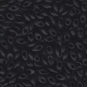Long Magatama Beads #401F Matte Black 8.5g