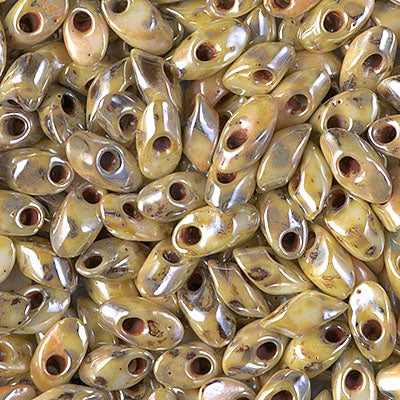 Long Magatama Beads #4512L Picasso Yellow Luster 8.5g