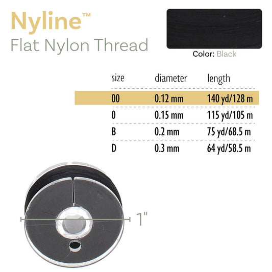 Nyline Beading Thread 00 Black 140yd Spool