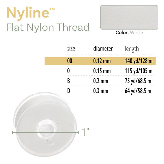 Nyline Beading Thread 00 White 140yd Spool