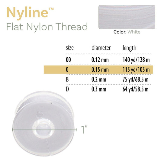 Nyline Beading Thread 0 White 115yd Spool