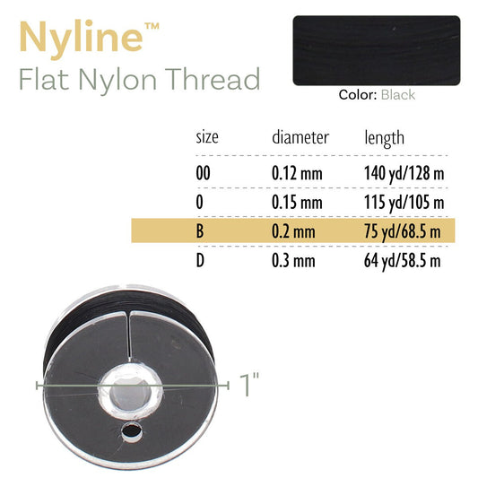 Nyline Beading Thread B Black 75yd Spool