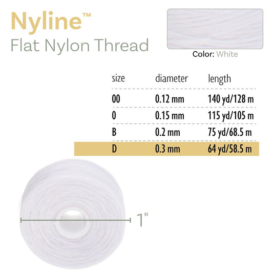 Nyline Beading Thread D White 64yd Spool