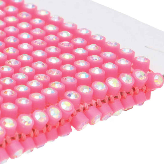 Plastic Rhinestone Banding 2mm Hot Pink/Crystal AB 10yd/pk
