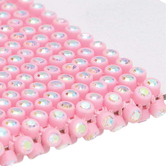Plastic Rhinestone Banding 2mm Pink/Crystal AB 10yd/pk