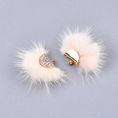 Faux Mink Fur Tassels, Peach Puff 2/pk