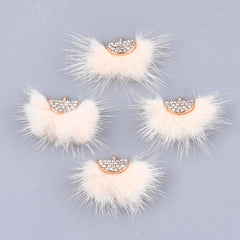 Faux Mink Fur Tassels, Peach Puff 2/pk