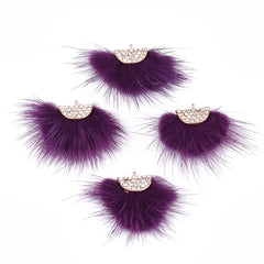 Faux Mink Fur Tassels, Purple 2/pk