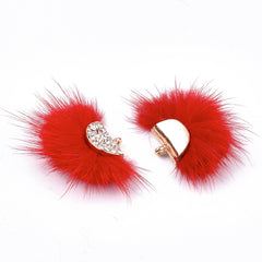 Faux Mink Fur Tassels, Red 2/pk