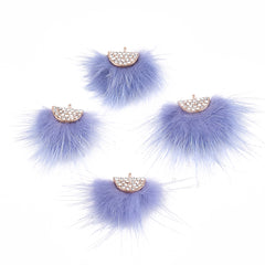 Faux Mink Fur Tassels 1.25" Slate Blue 2/pk