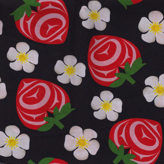 Strawberry Black 100% Cotton - Price Per Half Yard