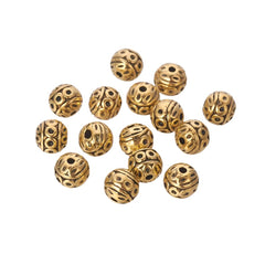 Round 8mm Textured, Antique  Gold Beads 10/pk