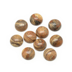 Gemstone Cabs, Round 12mm Rose Picture Jasper (Natural) 2/pk