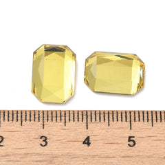 Rhinestone Cabochons, Rectangle 14x10mm Citrine 4/pk