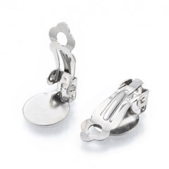 Stainless Steel Clip On Earrings with Flat Pad 10/pk