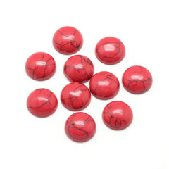 Gemstone Cabs, Round 12mm Turquoise Red (Synthetic/Dyed) 2/pk