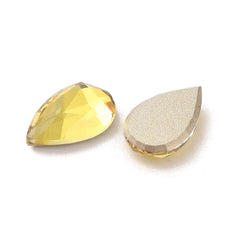 Rhinestone Cabochons, Teardrop 14x9mm Citrine 4/pk