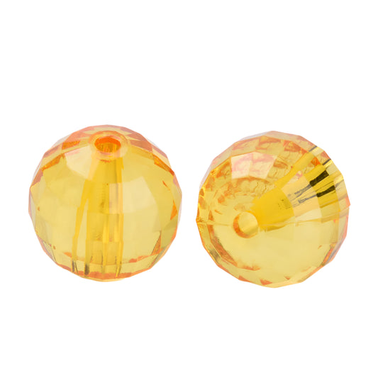 Faceted Plastic Beads 8mm Transparent Yellow Orange 50g