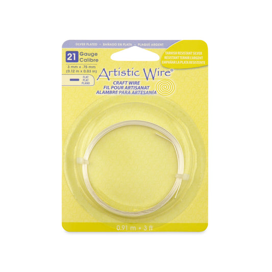 Artistic Wire 21 gauge Flat 3mm Tarnish Resistant Silver 3ft