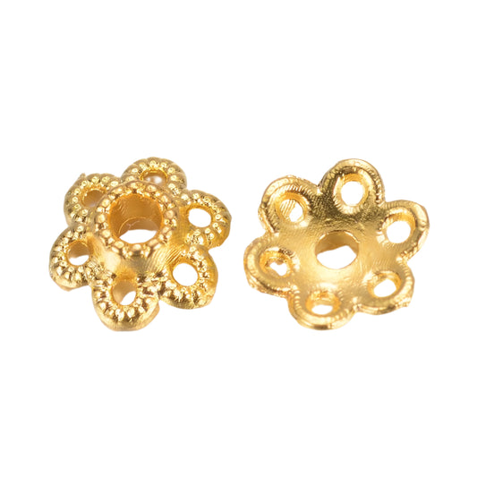 Bead Caps Dotted Flower 6.5mm Gold 20/pk