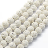 10mm Lava White (Natural/Bleached) Beads 15-16" Strand