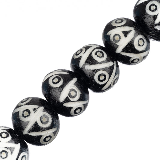 Bone Carved Beads 11mm Black 18/Strand