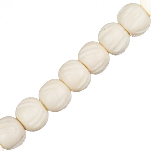 Bone Carved Beads 8mm Ivory 24/Strand