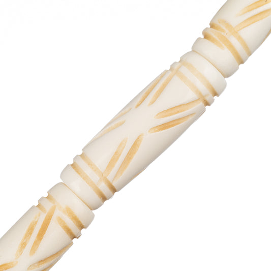 Bone Carved Tube Beads 1" Ivory 8/Strand