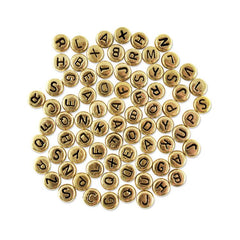 Flat Round Assorted Gold Alphabet Beads 90/Pk