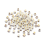 Alphabet Cube Beads 6mm White/Metallic Gold Assorted 20g