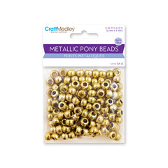 Crow/Pony Beads Metallic Gold 150/pk