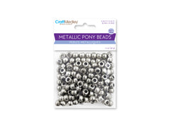 Pony Beads 150/pk - Metallic Silver