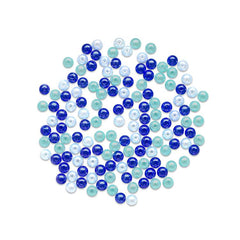 Round Plastic Pearls 8mm Gloss Tri-Colourmix Blue 35g