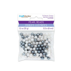 Round Plastic Pearls 8mm Gloss Tri-Colourmix Smoke 35g