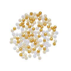 Round Plastic Pearls 8mm Gloss Tri-Colourmix Gold 35g