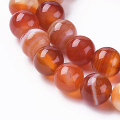 4mm Agate Striped Orange (Natural/Dyed) Beads 15-16" Strand